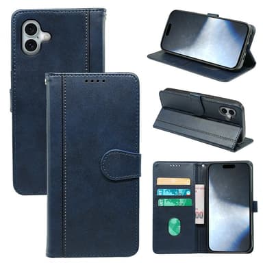 SKALO iPhone 16 Plånboksfodral i PU-Läder - Blå