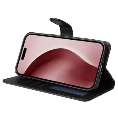 SKALO iPhone 16 Pro PU-Läder Plånboksfodral - Svart