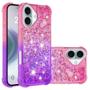 SKALO iPhone 16 Plus Kvicksand Glitter Hjärtan TPU-skal - Rosa-Lila