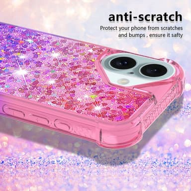SKALO iPhone 16 Plus Kvicksand Glitter Hjärtan TPU-skal - Rosa-Lila