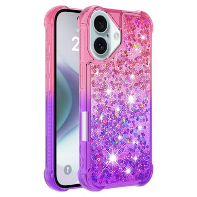 SKALO iPhone 16 Plus Kvicksand Glitter Hjärtan TPU-skal - Rosa-Lila