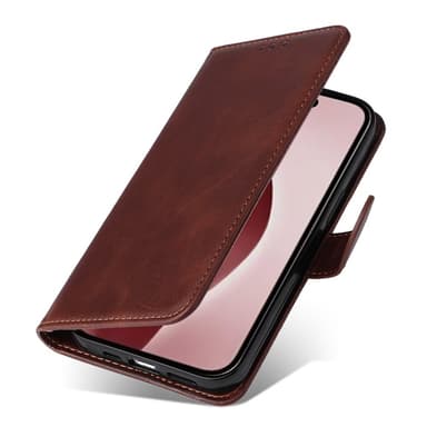SKALO iPhone 16 Pro PU-Läder Plånboksfodral - Brun