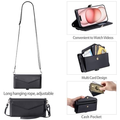 SKALO iPhone 16 Pro Max Evelope Clutch 5-Fack - Svart