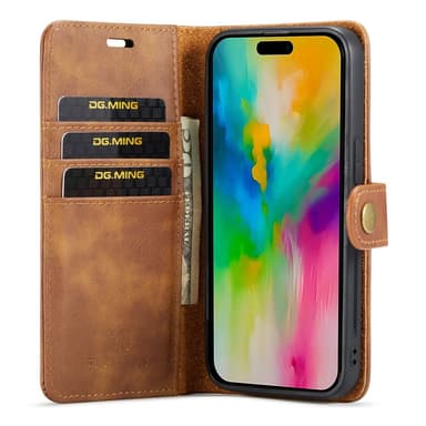 DG MING iPhone 16 Pro 2-i-1 Magnet Plånboksfodral - Brun