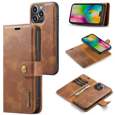 DG MING iPhone 16 Pro 2-i-1 Magnet Plånboksfodral - Brun