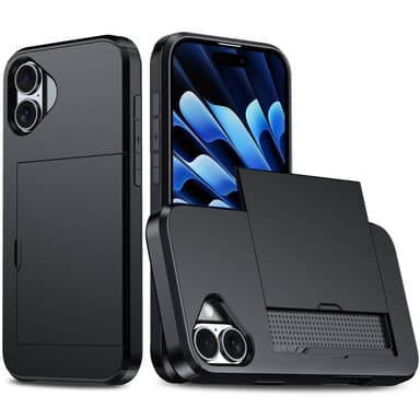 SKALO iPhone 16 Plus Armor Skal Korthållare - Svart