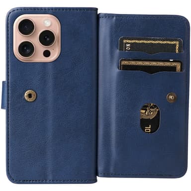 SKALO iPhone 16 Pro 10-FACK Plånboksfodral - Blå