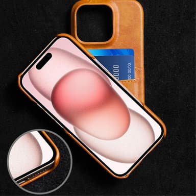 SKALO iPhone 16 Pro PU-Läder Korthållare Skal - Blå