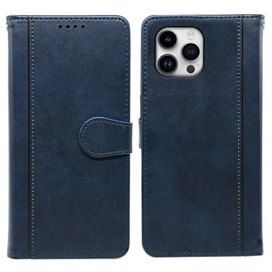 SKALO iPhone 16 Pro Max Plånboksfodral i PU-Läder - Blå