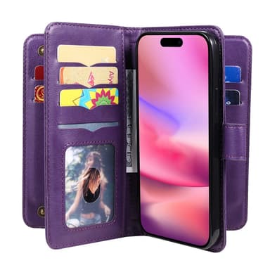 SKALO iPhone 16 10-FACK Plånboksfodral - Lila