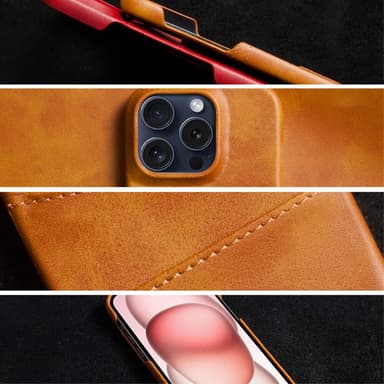 SKALO iPhone 16 Pro PU-Läder Korthållare Skal - Blå