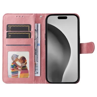 SKALO iPhone 16 Pro Max PU-Läder Plånboksfodral - Rosa