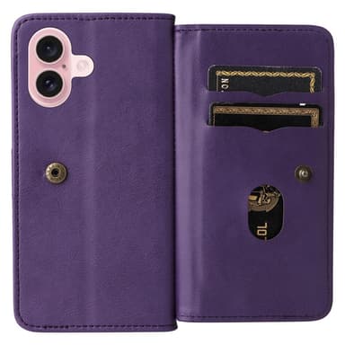 SKALO iPhone 16 10-FACK Plånboksfodral - Lila