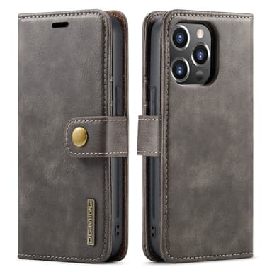 DG MING iPhone 16 Pro 2-i-1 Magnet Plånboksfodral - Grå