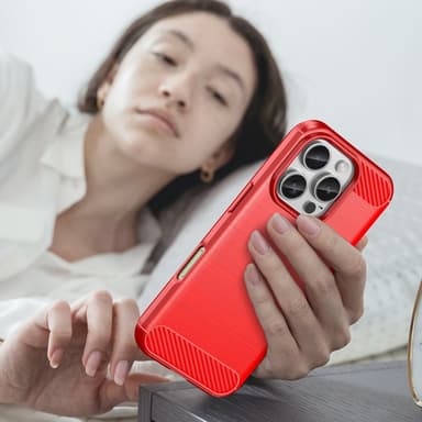 SKALO iPhone 16 Pro Max Armor Carbon Stöttåligt TPU-skal - Röd