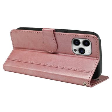 SKALO iPhone 16 Pro Max Plånboksfodral i PU-Läder - Roséguld