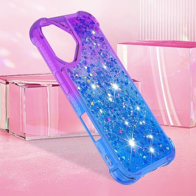 SKALO iPhone 16 Plus Kvicksand Glitter Hjärtan TPU-skal - Lila-Blå