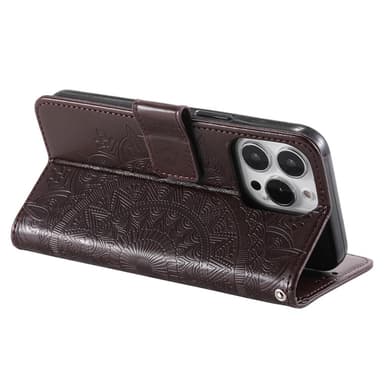 SKALO iPhone 16 Pro Mandala Plånboksfodral - Brun