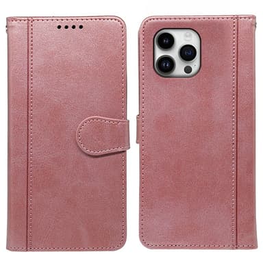 SKALO iPhone 16 Pro Max Plånboksfodral i PU-Läder - Roséguld