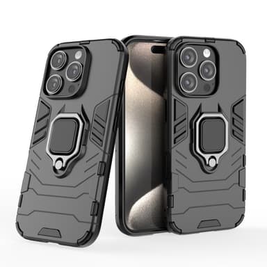 SKALO iPhone 16 Pro Armor Hybrid Metallring skal - Svart