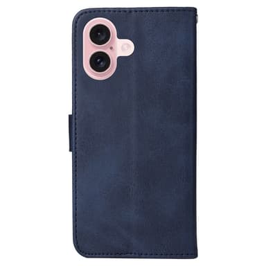 SKALO iPhone 16 PU-Läder Plånboksfodral - Blå