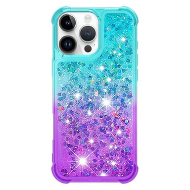 SKALO iPhone 16 Pro Max Kvicksand Glitter Hjärtan TPU-skal - Turkos-Lila