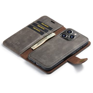 DG MING iPhone 16 Pro 2-i-1 Magnet Plånboksfodral - Grå