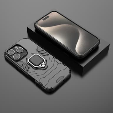 SKALO iPhone 16 Pro Armor Hybrid Metallring skal - Svart