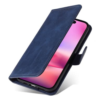 SKALO iPhone 16 PU-Läder Plånboksfodral - Blå