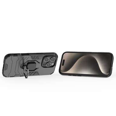 SKALO iPhone 16 Pro Armor Hybrid Metallring skal - Svart