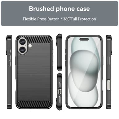 SKALO iPhone 16 Plus Armor Carbon Stöttåligt TPU-skal - Svart