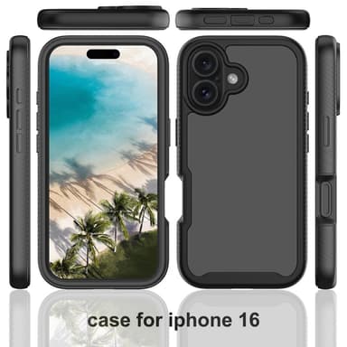 SKALO iPhone 16 Shockproof Clear Hybrid Skal + Skärmskydd - Svart