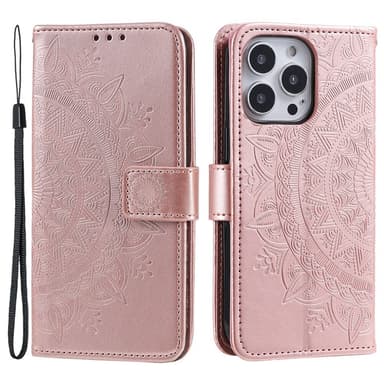 SKALO iPhone 16 Pro Max Mandala Plånboksfodral - Roséguld