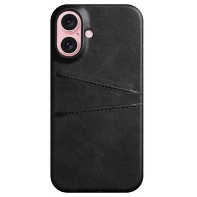 SKALO iPhone 16 PU-Läder Korthållare Skal - Svart