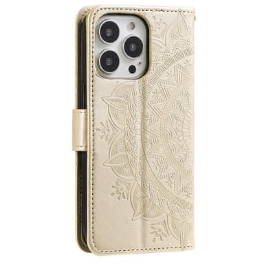 SKALO iPhone 16 Pro Mandala Plånboksfodral - Guld