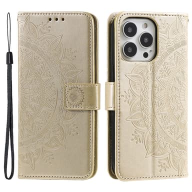 SKALO iPhone 16 Pro Mandala Plånboksfodral - Guld