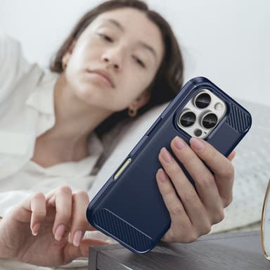 SKALO iPhone 16 Pro Max Armor Carbon Stöttåligt TPU-skal - Blå