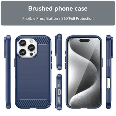 SKALO iPhone 16 Pro Max Armor Carbon Stöttåligt TPU-skal - Blå