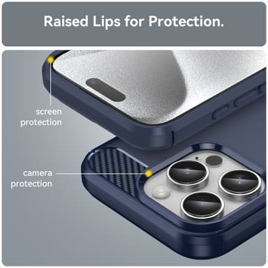 SKALO iPhone 16 Pro Max Armor Carbon Stöttåligt TPU-skal - Blå