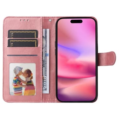 SKALO iPhone 16 PU-Läder Plånboksfodral - Rosa