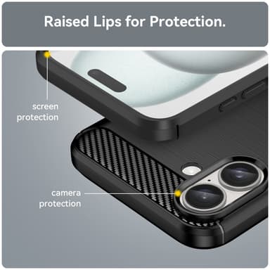 SKALO iPhone 16 Plus Armor Carbon Stöttåligt TPU-skal - Svart