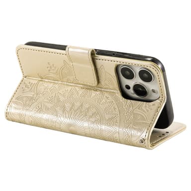SKALO iPhone 16 Pro Max Mandala Plånboksfodral - Guld