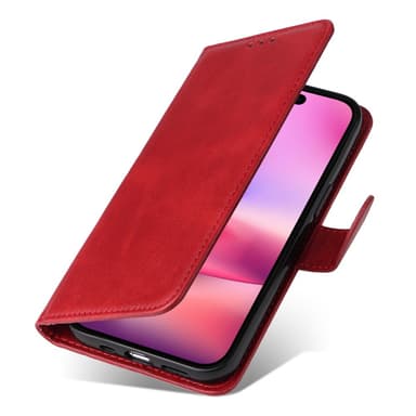 SKALO iPhone 16 PU-Läder Plånboksfodral - Röd