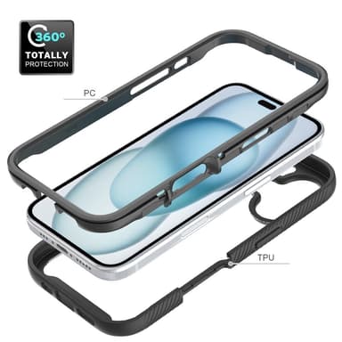 SKALO iPhone 16 Shockproof Clear Hybrid Skal - Lila