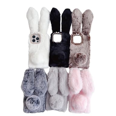 SKALO iPhone 16 Pro 3D Soft Furry Bunny Ears Skal - Rosa