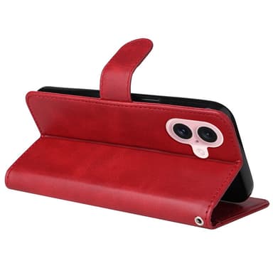 SKALO iPhone 16 PU-Läder Plånboksfodral - Röd