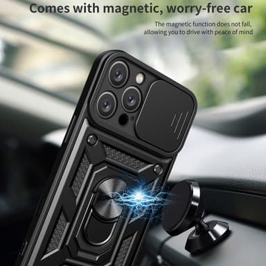 SKALO iPhone 16 Pro Armor Hybrid Metallring Kameraslider - Svart