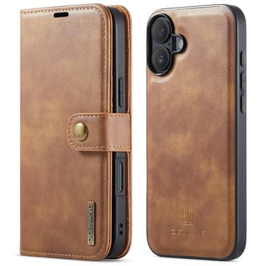 DG MING iPhone 16 2-i-1 Magnet Plånboksfodral - Brun