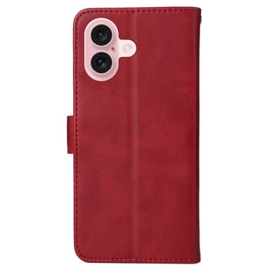 SKALO iPhone 16 PU-Läder Plånboksfodral - Röd