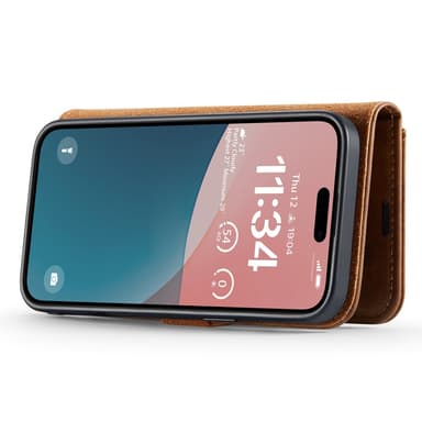 DG MING iPhone 16 2-i-1 Magnet Plånboksfodral - Brun